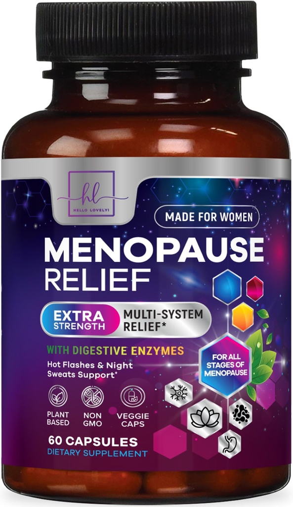 Menopause dopolnila za ženske z Dong Quai, Chaste Berry, Black Cohosh, 8 milijard CFU probiotiki - Hot Flash Night Sweats & Menopause Relief Probiotic za vaginalno, Prebavno zdravje - 60 kapsul