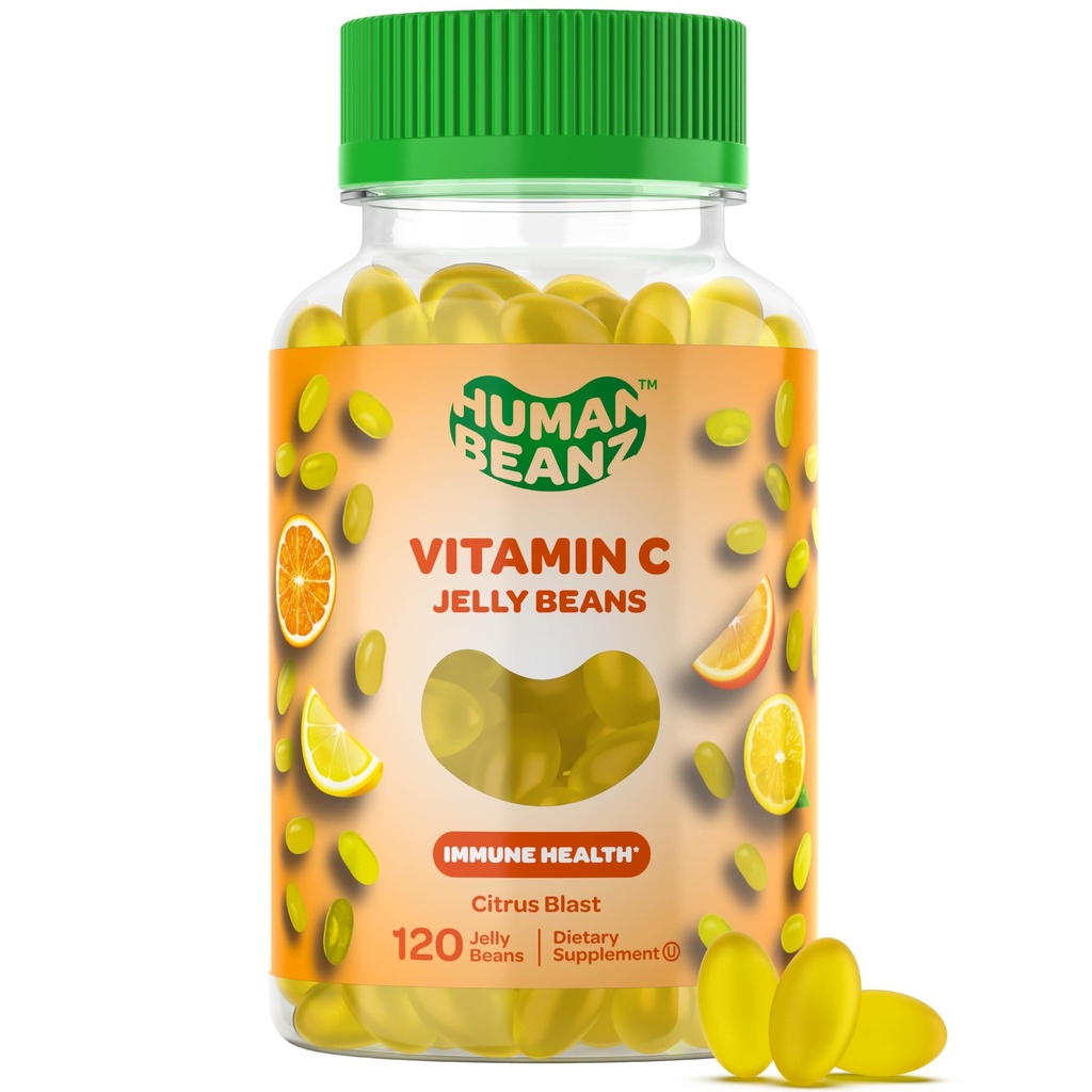 Vitamin C Žele bonboni za odrasle, Imunska podpora Prehranska dopolnila, Vegetarian, 120 Citrus Blost žele fižol, Košir