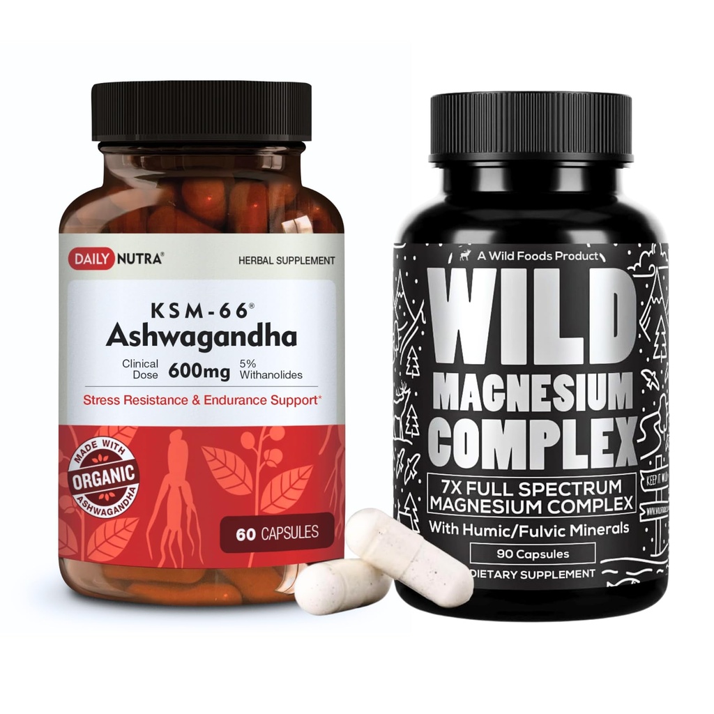 Magnezijev kompleks (90 kapsul) & KSM-66 Ashwagandha (60 kapsul)
