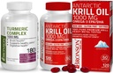 Bronson Kurkumin z BioPerine High Potency Premium Skupna podpora + Bronson Antarktika Krill Oil 1000 mg z Omega-3s EPA, DHA