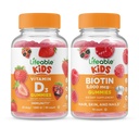 Življenjski vitamin D Otroci + Biotin Otroci, Gummies Bundle - odličen okus, Vitamin dodatek, Gluten brezplačno, GSO brezplačno, Žvečljivi gumi