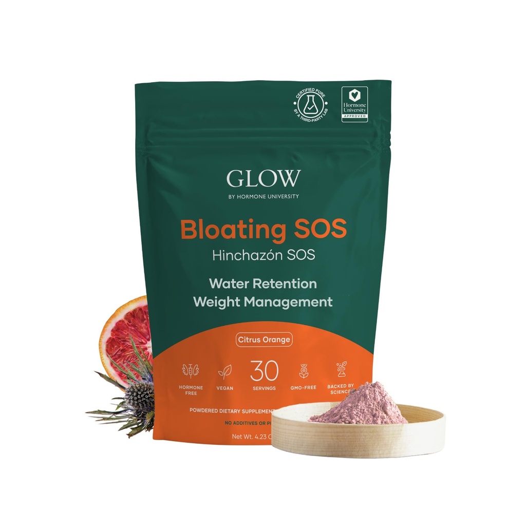 Glow napitek SOS prašek, napihnjenost pomoč za ženske z morozil in prebavnih encimov, za zadrževanje vode, Presnova, Gut Health & Imune Support, Citrus Orange - Dietical Co-Developed
