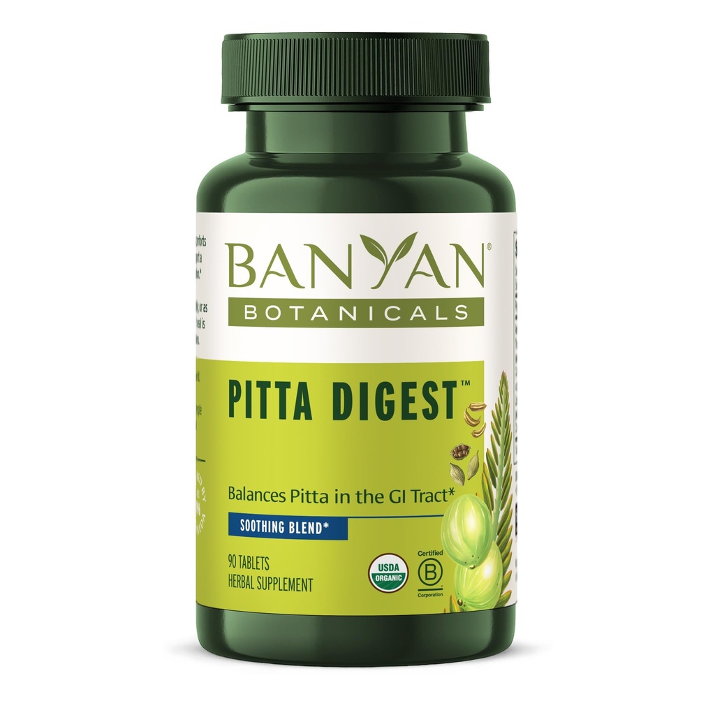 Banyan Botanicals Pitta Digest – Organic Digestive Supplement – Umirjanje in umirjanje digestion pomoč za podporo udobne post- obrok izkušnje* – 90 Tablete – Non GSO Trajno vir Vegan