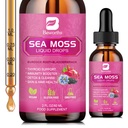 Sea Moss tekoče kapljice - Organsko črno seme olje Irish Sea Moss Gel z burdock koren, Bladderwrack, Elderberry, Vitamin C, D3, 6X Strower Seamoss Gel za prebavne, zdravje las - Vegan