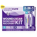 Cicatricure Skin Recovery Kit: Advanced Scar Gel & Open Raund Care Antibiotično mazilo, zmanjša raztezne oznake, Kirurške & Acne brazgotine, Zdravljenja rezov in opeklin, 1 oz vsak - za odrasle in otroke