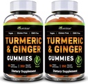 Baza narave Kurkumin in Ginger Gumies za odrasle (2 paket) - Tumerski kurkumin dodatek za podporo skupno zdravje in imunske podpore - 120 Vegan Gummies