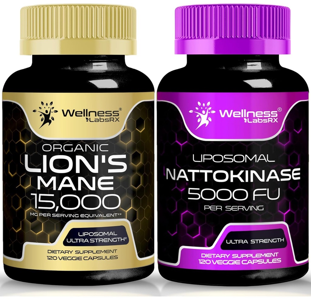 WELLNESS LABSRX Lions Mane Dodatne kapsule z Nattokinaze Kapsule