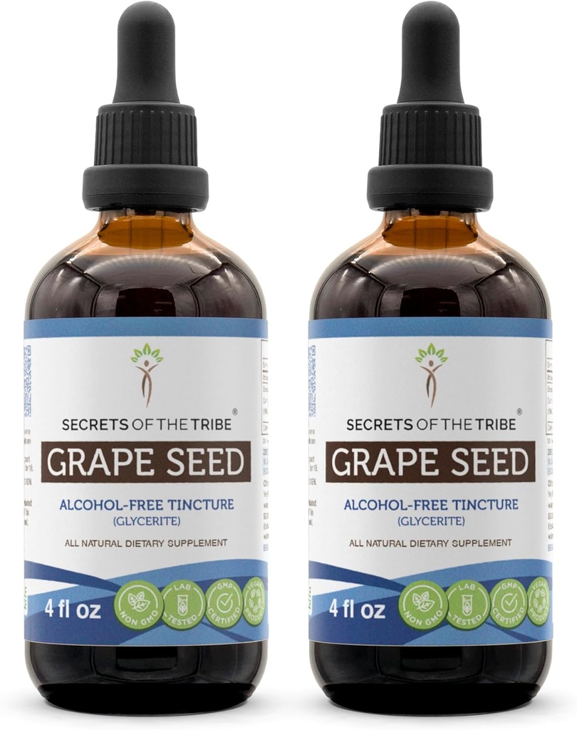 Skrivnosti suhega semena triplata Tinkture brez alkohola, grozdnega (Vitis Vinifera) (2x4 FL OZ)