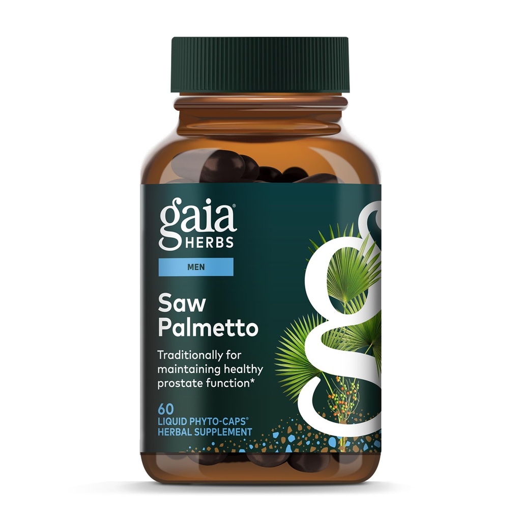 Gaia Herbs Saw Palmetto - podpira zdravo prostate funkcijo za moške - vsebuje žago Palmetto in sončnično seme Lecithin za podporo zdravja moških - 60 Vegan tekoče Phyto-Capsules (30-dnevno oskrbo)