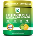 Keppi elektroliti v prahu – limona limete arome 50 serving – brez dodatka sladkor hidracije s kalijem, magnezij, natrij – Keto, Vegan, Fasting-Freely, Zero Calorie Electrolyte pijača