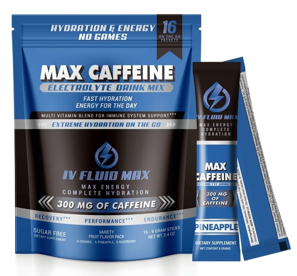 Hidracijski pospešek - 300 mg kofeina - Elektrolit + energijska pijača Mix - Preworkout/Recovery Drink