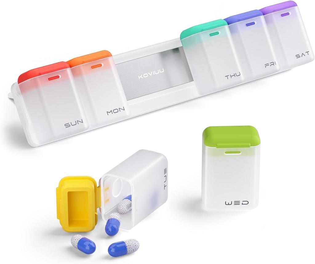 Tedenske tablete Organizator Magnetic, Odstranljive tablete Box 7 Day 1 Čas na dan, Velika tableta Case Travel, Teden enkrat dnevno Medication Dispenser, Medicine Container Imetnik za dodatek vitamina, bela
