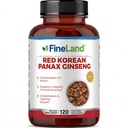 FineLand Red Korean Panax Ginseng 13.000 mg - Max Jakost 20:1 Ekstrakt - Koncentriran imunski in kognitivni dodatek za moške in ženske - 120 Veggie kapsul