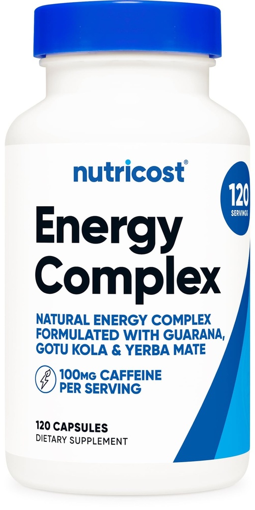 Nutricost tablete naravne energije kompleks 120 Kapsule, 100mg kofein - Gluten brezplačno - Non-GMO