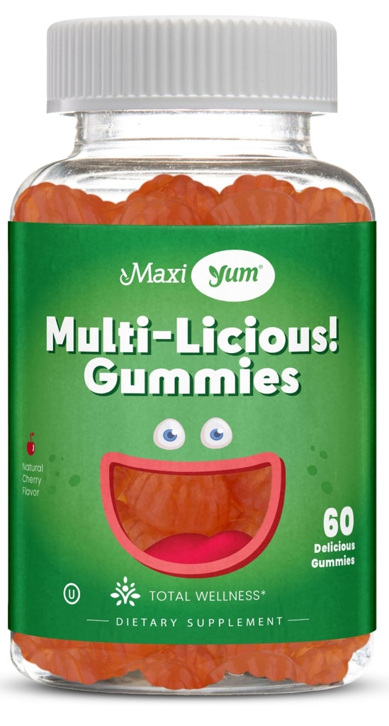 Maxi Health Multivitamine Gummies Vitamini za odrasle in otroke - Češnjev okus Gummy Multivitamini - 60 Vitamin Gumies za ženske in moške - Dnevni multi Vitamin Ženske in moški Multivitamini Gumies