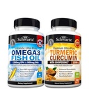 Trojna moč Omega 3 ribje olje softgels (2 mesec dobave) Plus kurkumin s črno papriko ekstrakt 1500mg kompleks (2 mesec dobave)