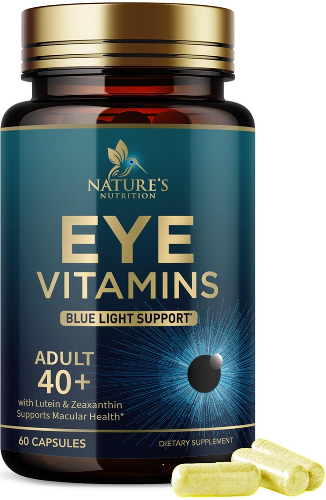Vitamini za oči - Advanced Eye Care Vitamin z luteinom, cinkom, vitamini C, E, Zeaksantin & Minerals - Vision Multivitamin za zdravje makule & suhe oči, Vegan, ustekleničen v ZDA - 60 kapsul