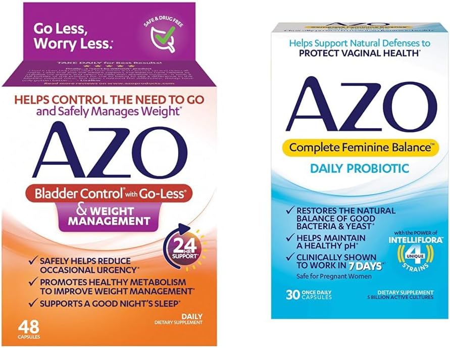 AZO Bladder Control z Go-Less® & Hujšanje prehransko dopolnilo in popolno žensko ravnovesje dnevno probiotiki za ženske, klinično dokazano, da pomaga zaščititi