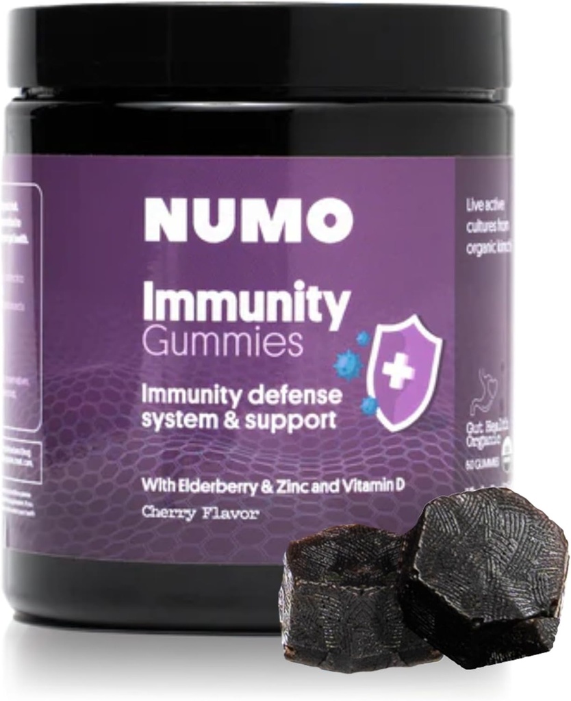 Numo Elderberry Gumies - Imunski sistem podpora z antioksidanti dodatek - Popolna formula s Sambucus sadja, vitamin D3, cink, vitamin C, probiotiki - Organski, Vegan & Kosher - 60 Count