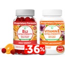 Lunakai Vitamin B12 in vitamin E Gummies Bundle - 3000 mcg Gummies za odrasle Energetska podpora in zdravje kosti - 250 mg 1000 iu Naravni VIT E Plus C Dodatki