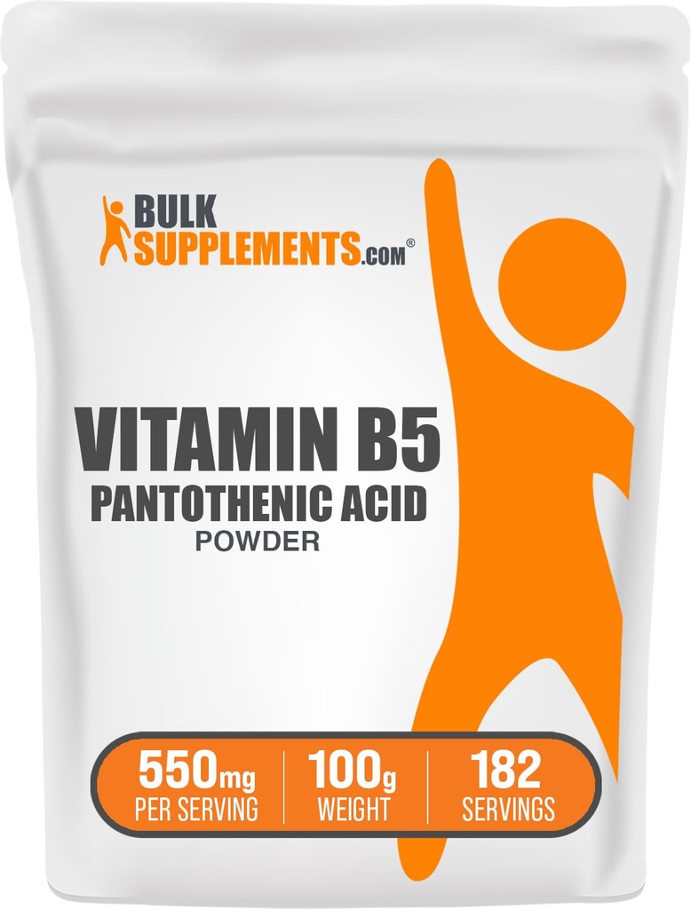 BulkSupplements.com Vitamin B5 Powder - kot kalcijev pantotenat, B5 Vitamini - Gluten Free, 500mg vitamina B5 Pantotenska kislina na serviranje, 100g (3,5 oz) (Pack of 1)