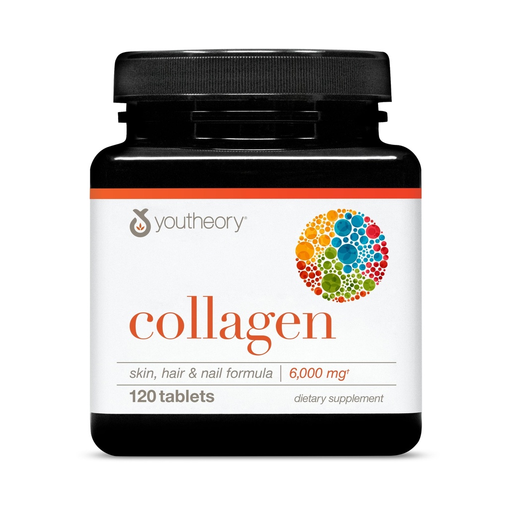 Youteory Advanced Collagen - 6.000 mg - z vitaminom C in aminokislinami - za rast las, kože in nohtov* - podpira skupno zdravje kosti in mišic* - za ženske in moške - 120 tablet (20-dnevna zaloga)