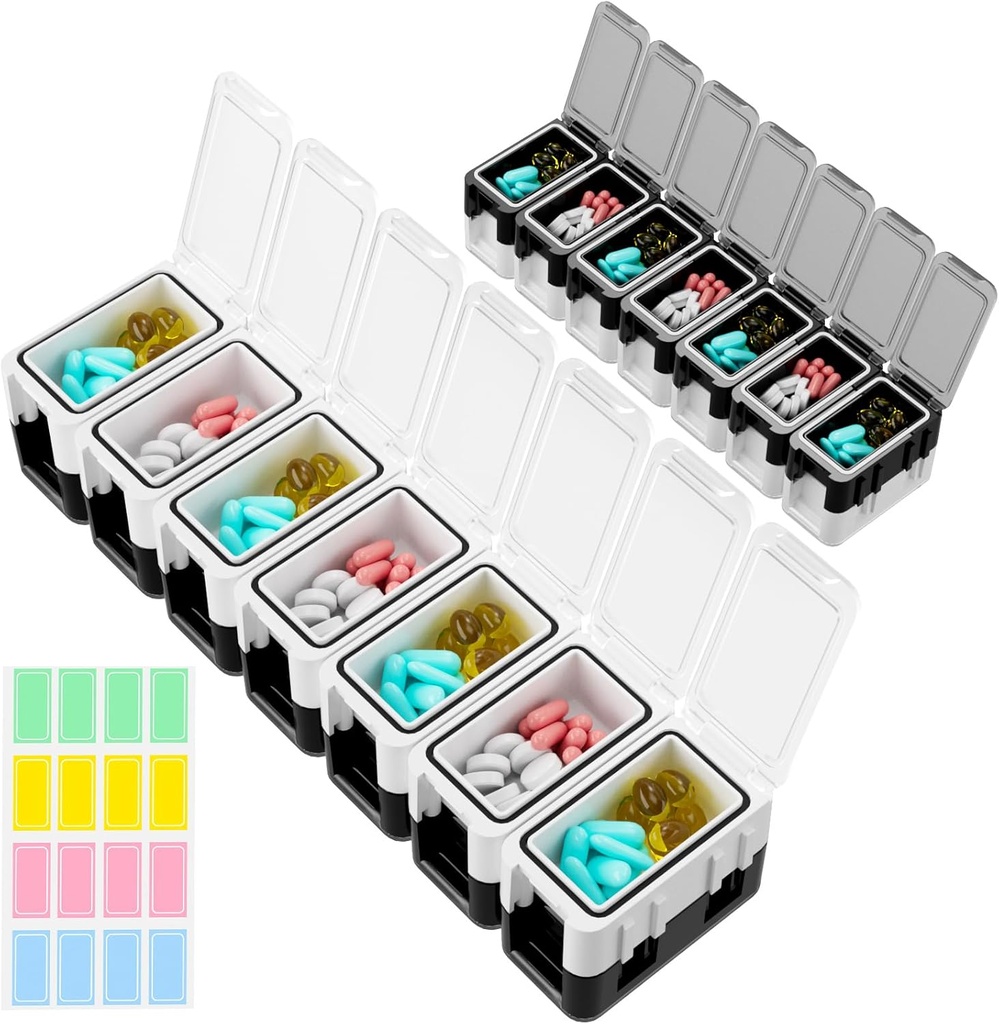 Tedenska tabletka Restree Organizator, 14 Kompartments Prenosne tablete Box, 2 krat na dan AM/PM Medicina Organizator, Vlažno-Proof tablete Primer za vitamine, Medicina, ribje olje / Dobavitelji (bela)
