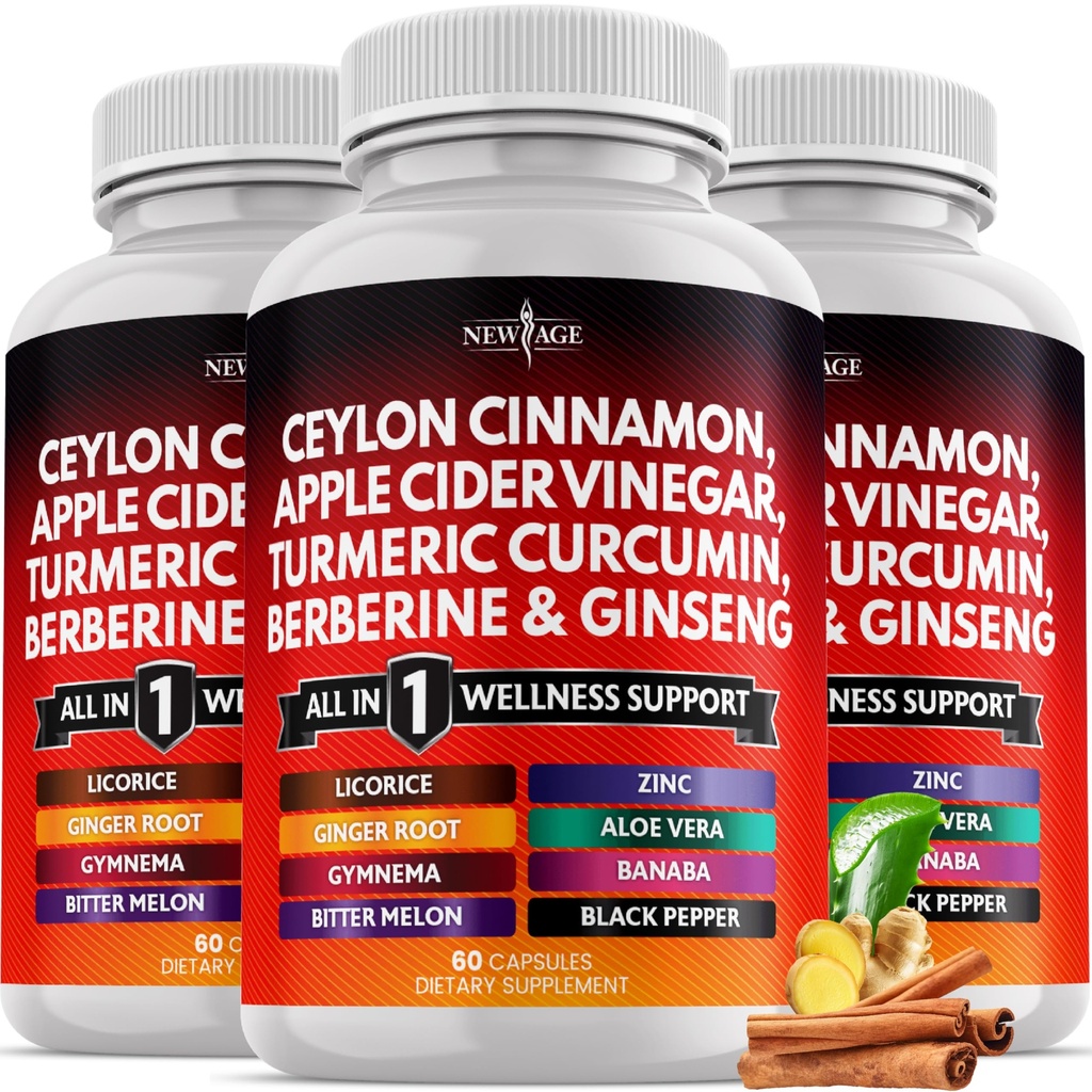 Ceylon Cinamon, Kurkuma, Jabolčni kis, Ginseng, Aloe Vera, Berberine Plus Banaba, Ingver Root - 180 Count