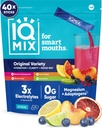 IQMIX Hidracija Elektrolitni prašek – 4-v-1 Formula za hidracijo, mentalno jasnost, razpoloženje in regeneracijo – mešanica brez sladkorja, Keto, magnezijev L-treonat, levja griva – 40 Count Variety Pack