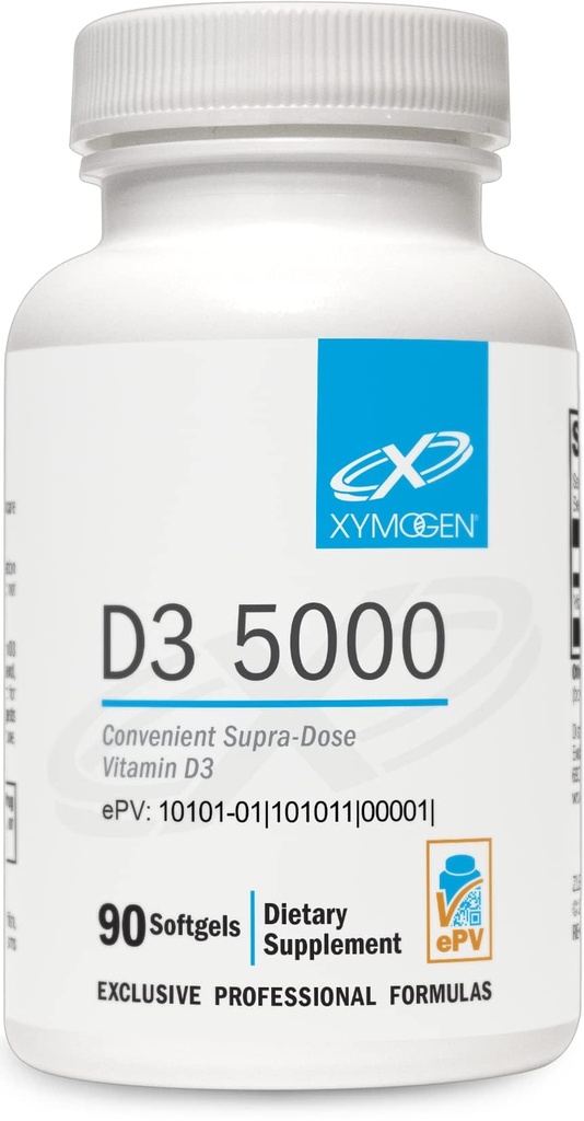 XYMOGEN D3 5000 - biorazpoložljiv vitamin D3 5000 i.e. (125 μg) - zelo močan dodatek vitamina D k podpori imunskega zdravja, zdravja kosti + srca (90 želatinskih kapsul)