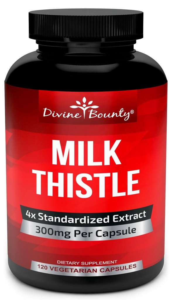 Božanski Bounty Pure Milk Thistle Kapsule dodatek - Močen 1200 mg Milk Thistle dodatek s 4X koncentriranim ekstraktom (standardizirani) 120 vegetarijanske kapsule