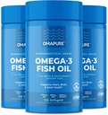 OMAPURE ribje olje dopolnila z Omega 3 Maščobne kisline (3 steklenice, 120 softgels) - Visoko EPA, DHA, & IFOS Ribje olje tablete Podpora srce in skupno zdravje - Burpless ribje olje spodbuja delovanje možganov