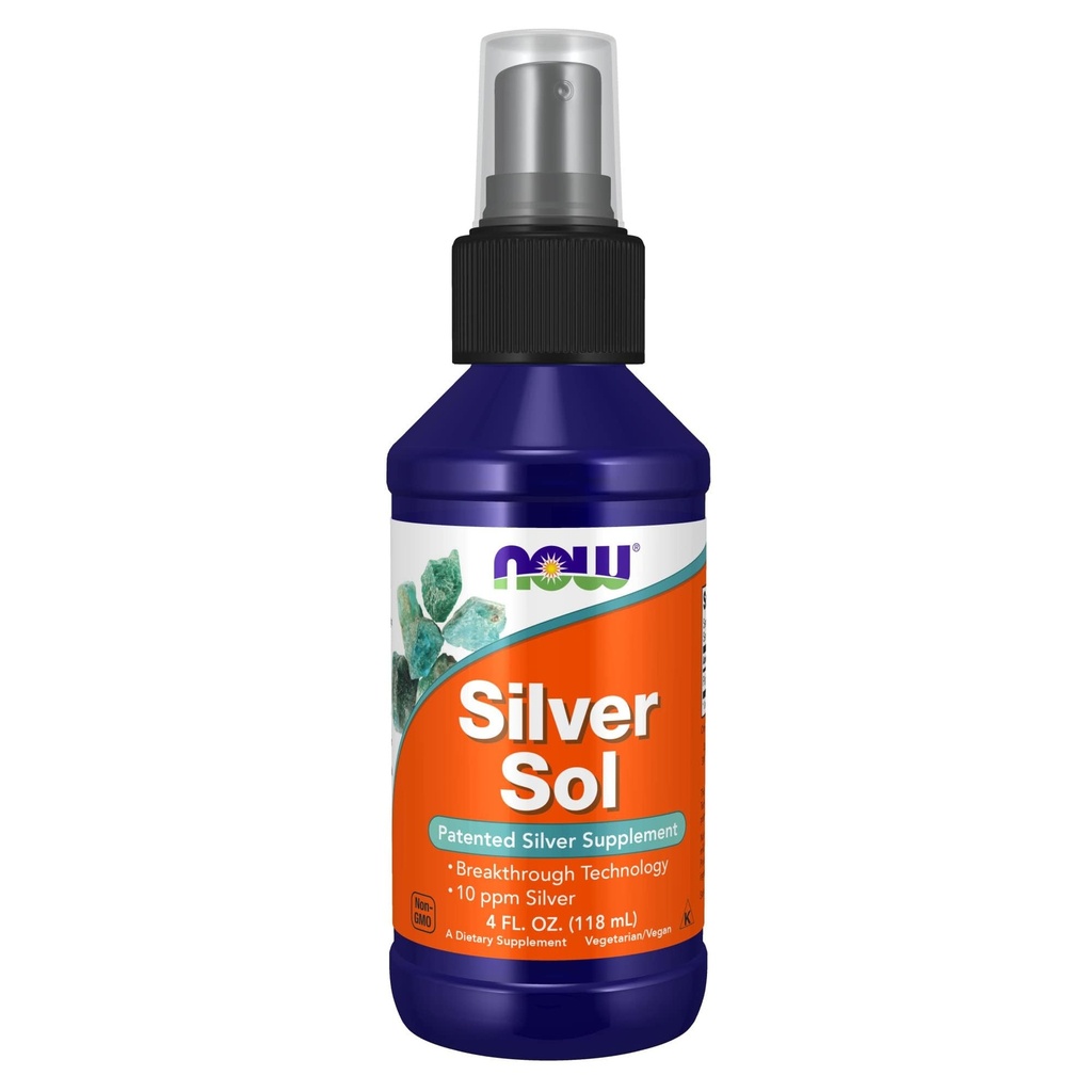 Zdaj prehranska dopolnila, srebro Sol 10 PPM z elementarno srebro in deionizirano vodo, tekoče, 4-ounce