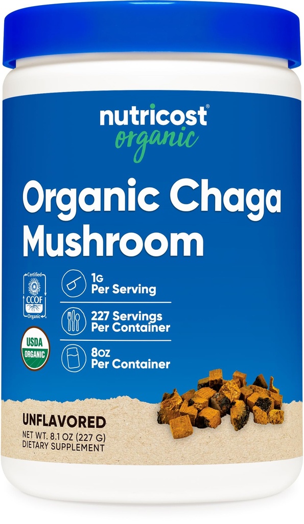 Nutricost 100% Organska Chaga goba v prahu 8oz (227 Servings) - Certified USDA Organic, Gluten brez in ne-GMO