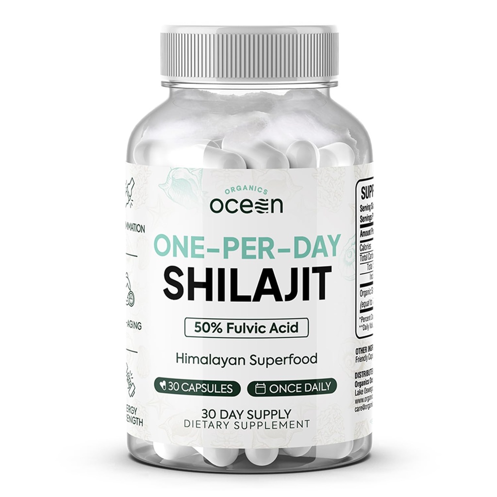Organics Ocean One-Per-Day Shilajit za moške in ženske - naravni Shilajit dodatek za starost Defying, kosti moč, Hormone podpora in več - 30 Shilajit kapsule