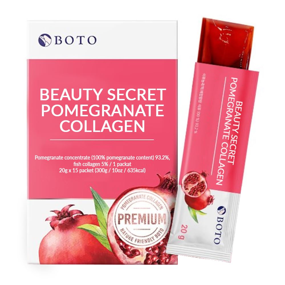BOTO Beauty Secret Pomegranate Collagen 20g - Korejska Beauty Collagen Jelly Stick, nizkomolekularni ribji kolagen, Granatni sirup aromatizirani - paketi po 15