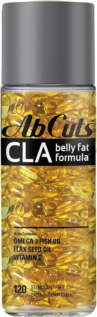 CLA Belly Fat Formula - 120 Easy-to-Swallow Softgels - Omega 3 ribje olje, Laneno olje in vitamin E - pomaga povečati oskrbo z antioksidanti in zdravo telo