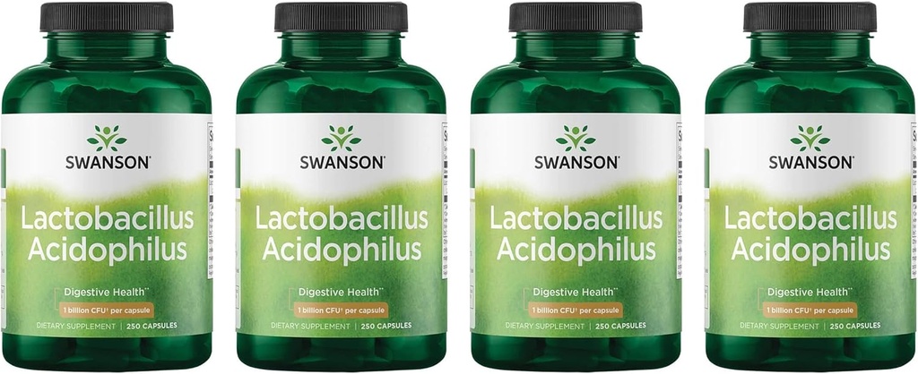 Swanson Lactobacillus Acidophilus - Probiotični dodatek, ki podpira digestivno zdravje z 1 milijardo CFU na kapsulo - spodbuja zdravje Bowel in GI Tract - (250 kapsul) 4 pakiranja