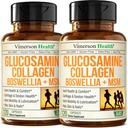 Glukozamin Chondroitin MSM s hidroliziranim kolagenom Peptides - dodatek za skupno podporo s Quercetin, Bromelain & Boswellia Extract - Kolagen tablete za lase kože nohti - FSA upravičen 2 Pack