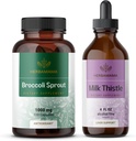 HERBAMA Broccoli Sprout in Mlečni komplet s 1000 mg Broccoli Sprout Kapsule in mleko Thistle Extract 4 fl - Vegan, ne-GMO, sladkor in alkohol brez - 2 pakiranji