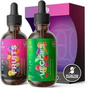 Multivitaminski sadni in zelenjavni dodatki – energijski dodatki in vitamin Imune Booster – Tekoči multivitaminski dodatki za ženske in moške – Sadje in zelenjava – Izdelano v ZDA – 2 Pack
