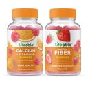 Življenjski kalcij z vitaminom D + prebiotično Fiber 5g, Gummies Bundle - odličen okus, vitamin dopolnilo, Gluten brezplačno, GSO brezplačno, žvečljivo