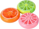Prenosni Mini 7 dan tedenska krožna oblika rotacijska ljubek sadni slog 3-Compartment tablete Organizator Box (Mešana barva)