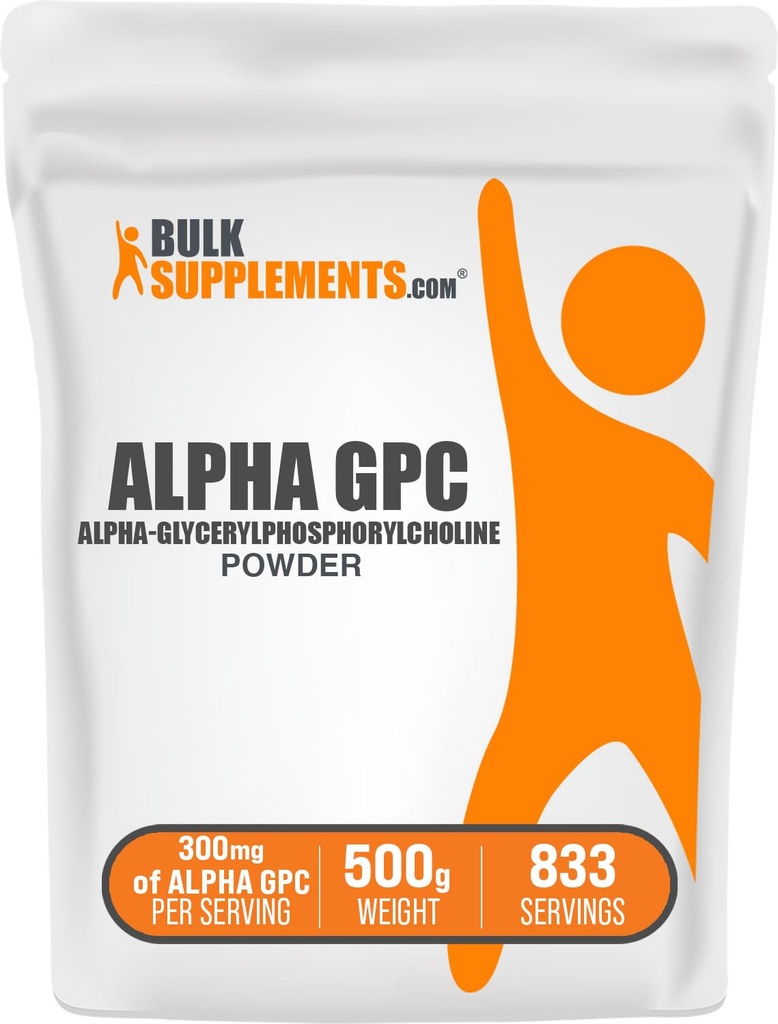 BulkSupplements.com Alpha GPC Powder - Choline Supplements, Alpha GPC 300mg - Unflavored & Gluten Free, 600mg na Serving, 500g (1,1 lbs) (Pack of 1)