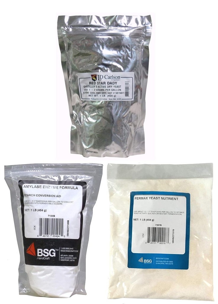 1 lb Amylase Enzyme - 1 lb DADY Destilerji Kvas - 1 lb Fermax Nutrient