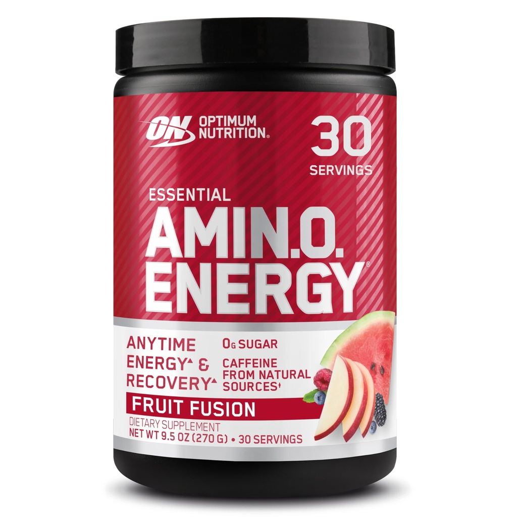 Optimum Nutrition Amino Energy - Pred treningom z zelenim čajem, BCAA, Aminokisline, Keto Prijazno, Green Coffee Extract, Energy Powder - Fruit Fusion, 30 Serving (Packageing May Vary)