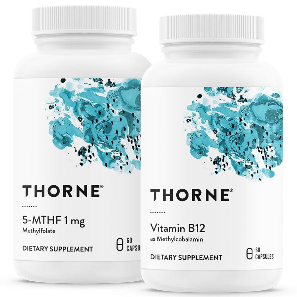 THORNE - 5-MTHF & vitamin B12 paket - Kardiovaskularna in živčna podpora - 60 Serving