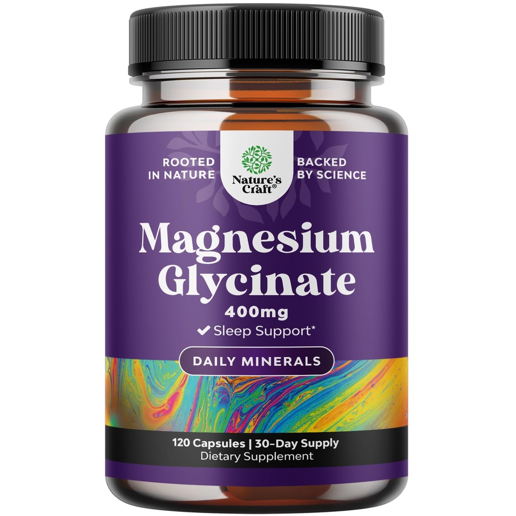 Čisti magnezijev glicinat Dodatek 400mg na strežbo - Veganska visoka absorpcija Chelllirani magnezijeve kapsule za ženske in moške z elementnim 400mg za podporo mirnega spanja in sprostitve - 120 Count