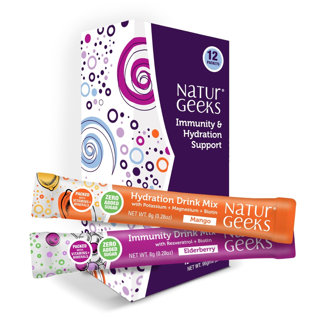 NutraGeeks Vegan Electrolytes Powder Packets – Brez sladkorja Elektroliti za takojšnjo hidracijo – Hidracija Powder z Bezgovimi in mangovimi aromami – Brez sladkorja, 12 Strežnikov