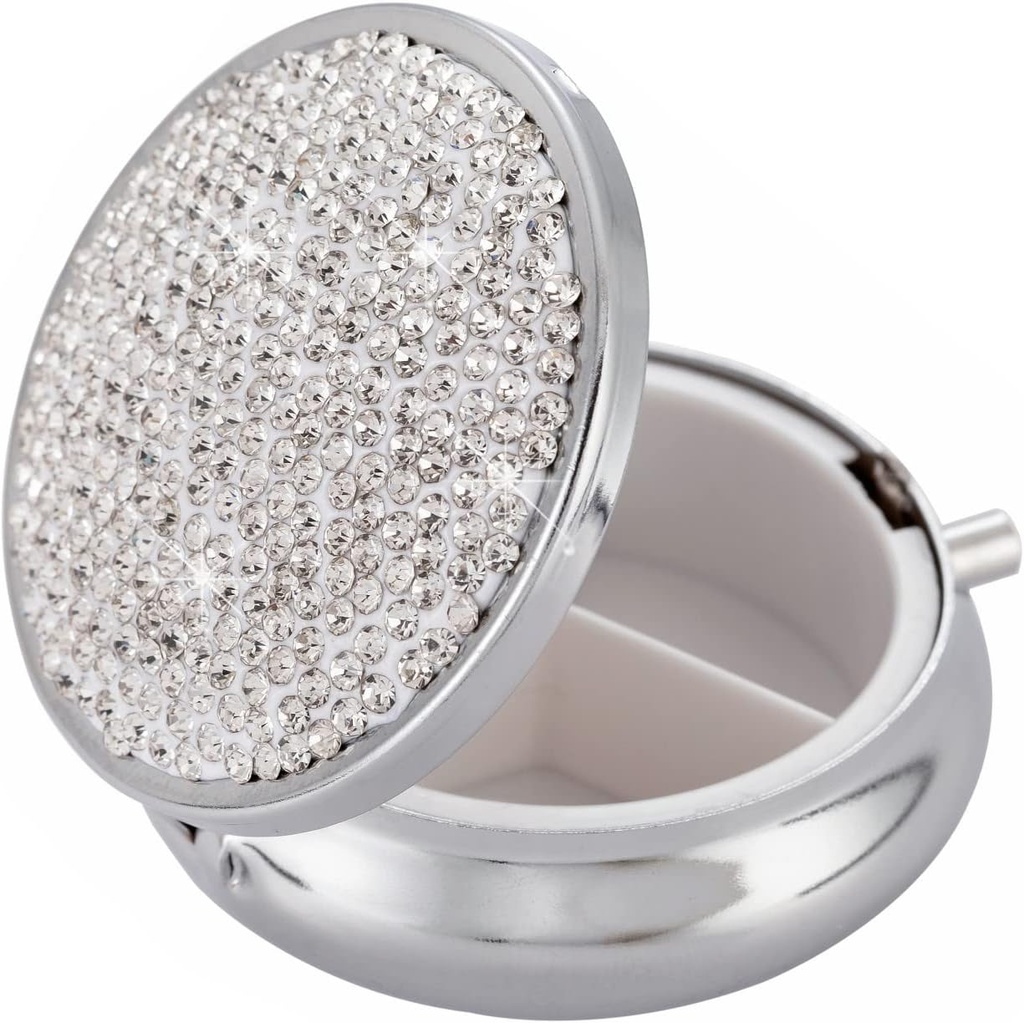 Medicina Organizator Box Pocket Lekarna Bling potovalne tablete Škatla za Purse Mini tablete imetnik Organizator majhne tablete vsebnik za vitamine (Silver)